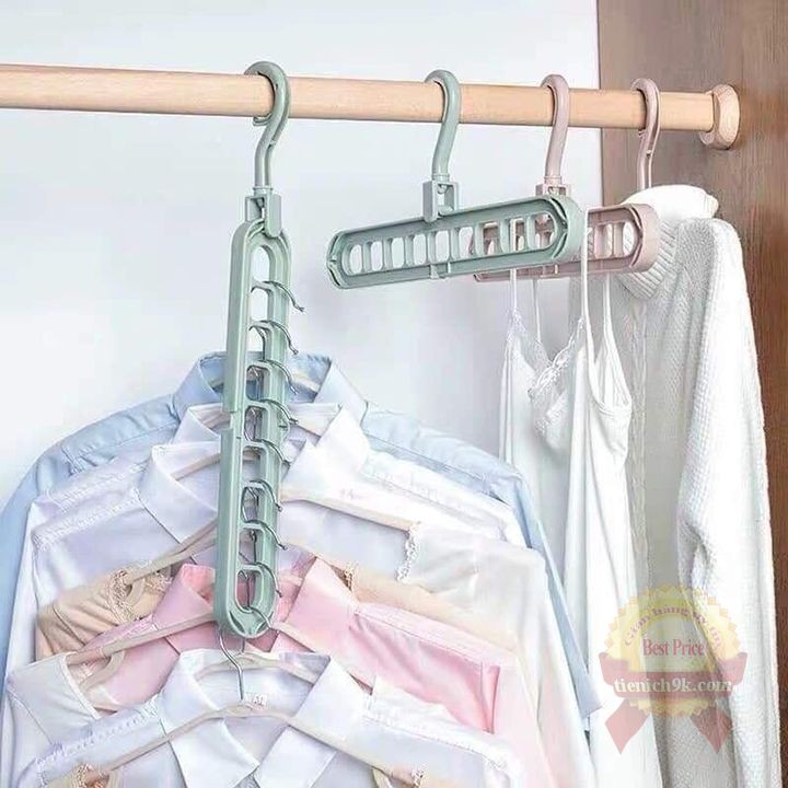 Móc treo quần áo đa năng 9 lỗ - thanh treo cà vạt tất đồ sơ sinh