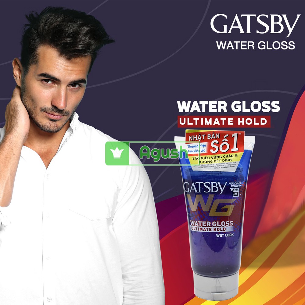 Gel vuốt tóc nam nữ siêu giữ nếp tóc unisex Gatsby Water Gloss Ultimate Hold chai 170g bôi tạo nếp bóng làm cố định tóc