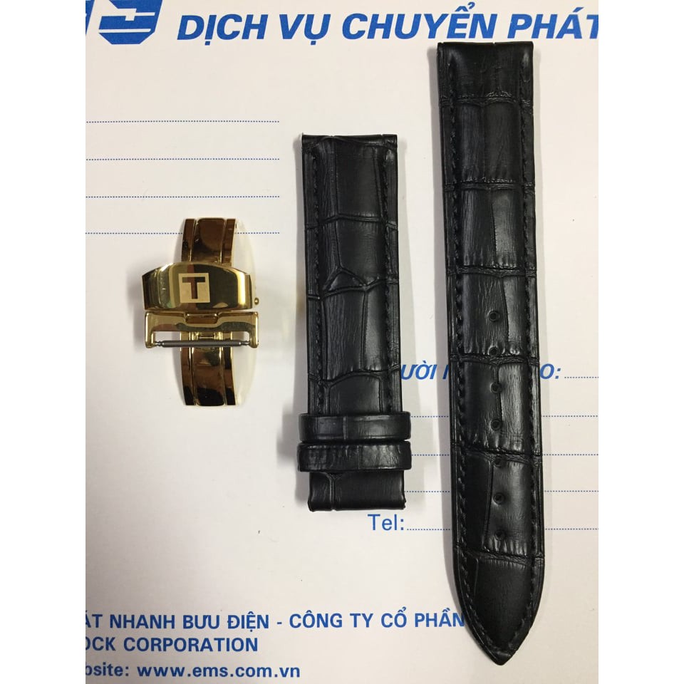 DÂY DA ĐỒNG HỒ TISSOT LE LOCLE - Màu ĐEN VÀ NÂU / Khóa vàng và bạc