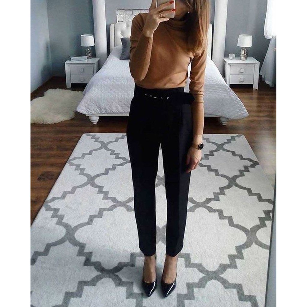 Quần baggy Vero Moda đai vuông cạp cao