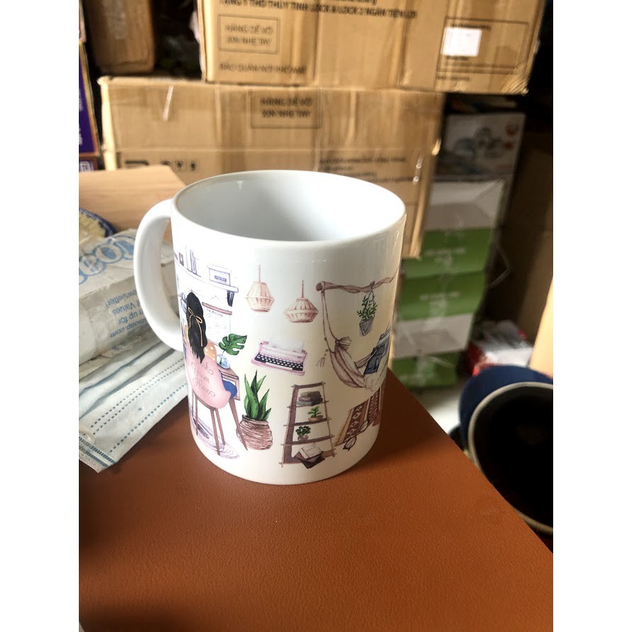 LY GỐM SỨ TRÁNG MEN HÌNH COOL màu ngẫu nhiên