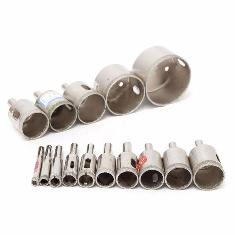 Bộ 15 Mũi Khoan Lỗ Kim Cương 6-50mm Cho Vật Liệu Gốm / Kính / Gạch Men / Đá Hoa Cương