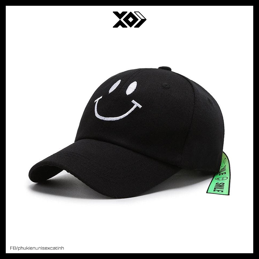 Mũ Lưỡi Trai Nam Nữ THÊU HÌNH MẶT CƯỜI Phong Cách Hip Hop Hàn Quốc - Nón kết Ulzzang Form Unisex Thời Trang