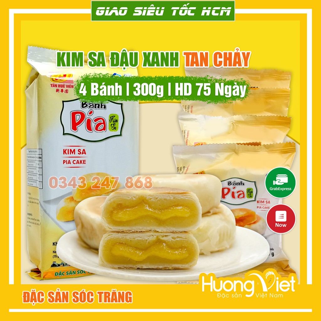 Bánh pía kim sa SIÊU TRỨNG đậu xanh trứng muối đặc biệt 300gr, bánh pía Tân Huê Viên Sóc Trăng