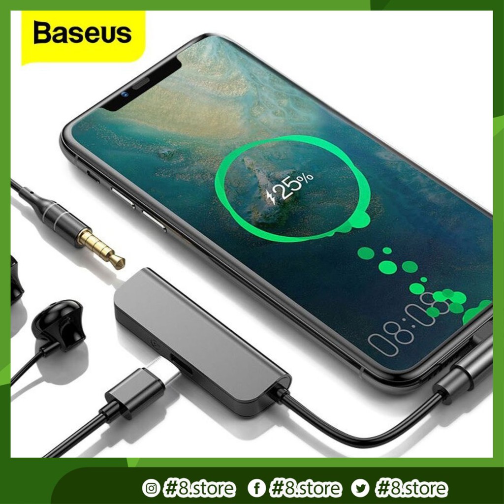 Bộ chuyển Baseus L53 Type C Audio Splitter ( Type C to Audio AUX 3.5mm + Type C Support PD18W, Quick