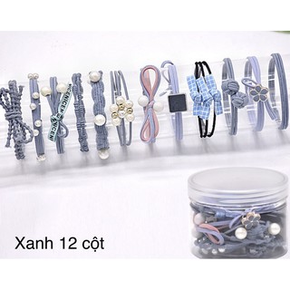 Set 12 dây thun cột tóc đơn giản phong cách Hàn Quốc Cao Cấp