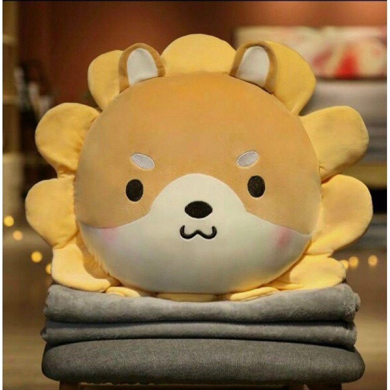 Chăn gối gấu bông hình thú cho bé, bộ chăn gối văn phòng hình thú nhồi bông nhiều mẫu