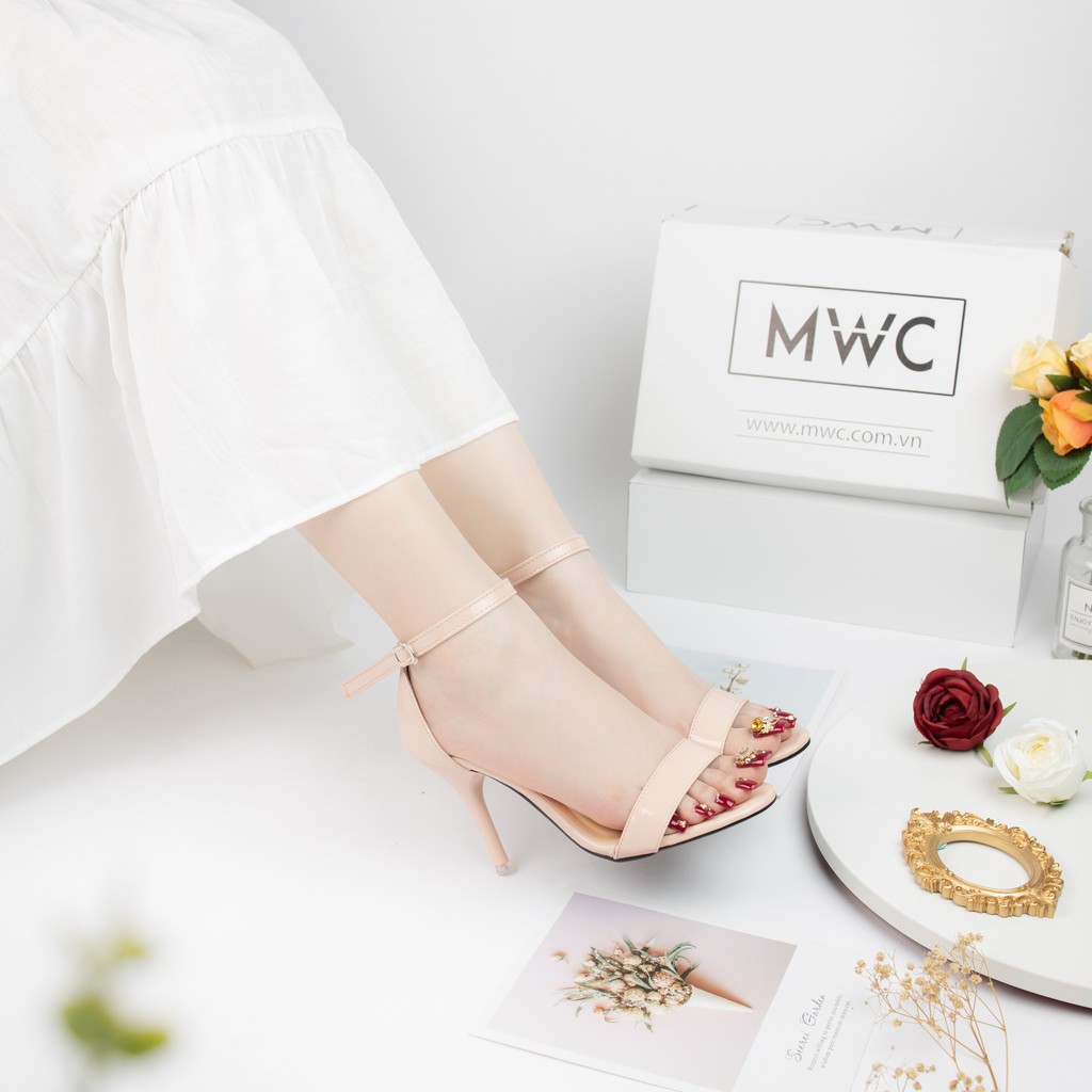 Giày Cao Gót Nữ MWC Quai Ngang Dây Mảnh Gót Nhọn 9cm Da Bóng Kiểu Dáng Hiện Đại NUCG-3875
