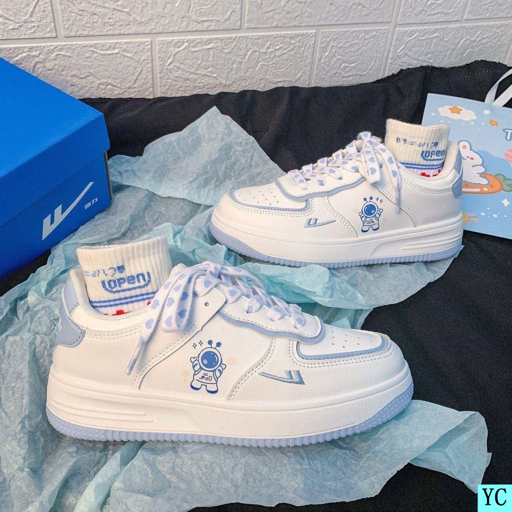 Giày Thể Thao Mùa Hè Năm 2021 Màu Xanh Dương/Trắng Cho Nữ Phong Cách Mới