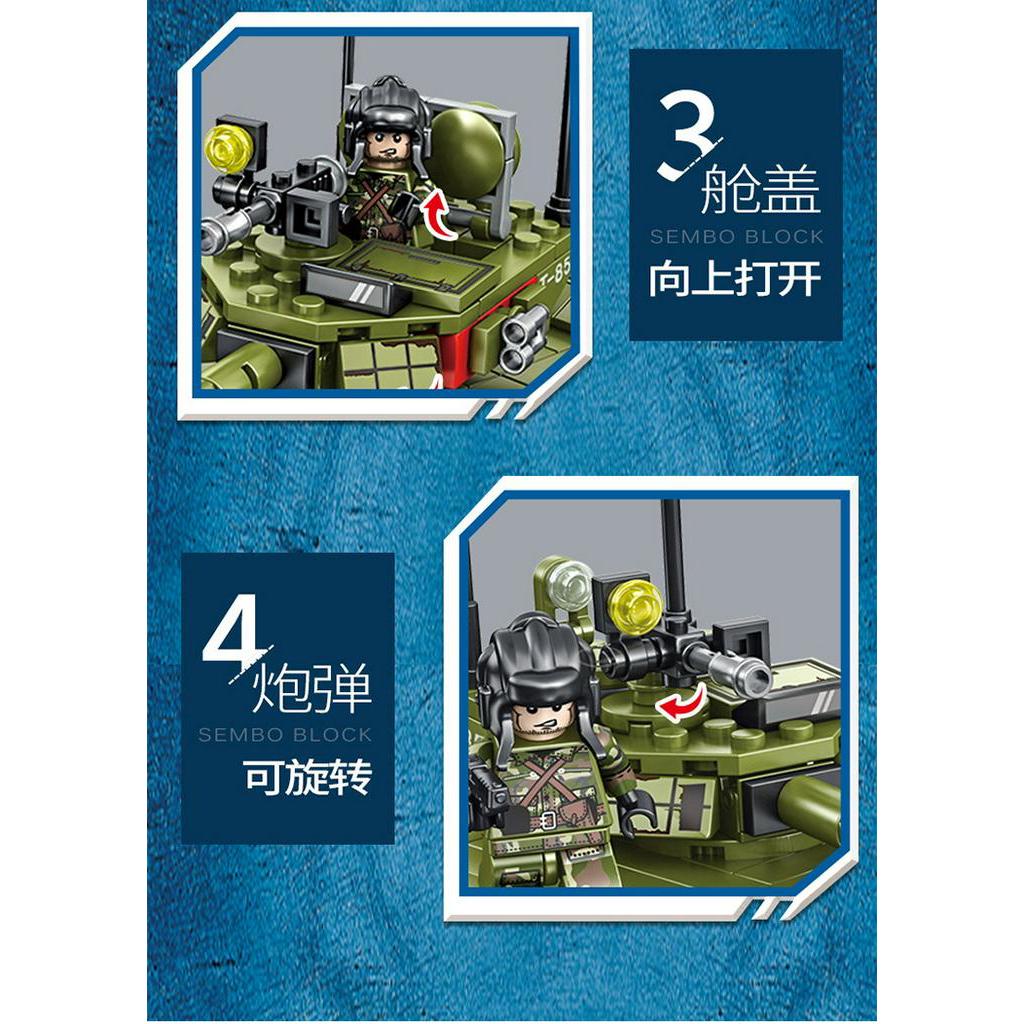 Mô hình đồ chơi giáo dục Lắp ráp Xe tăng quân sự military Sembo105514 324pcs 2 figures Main Battle Tank