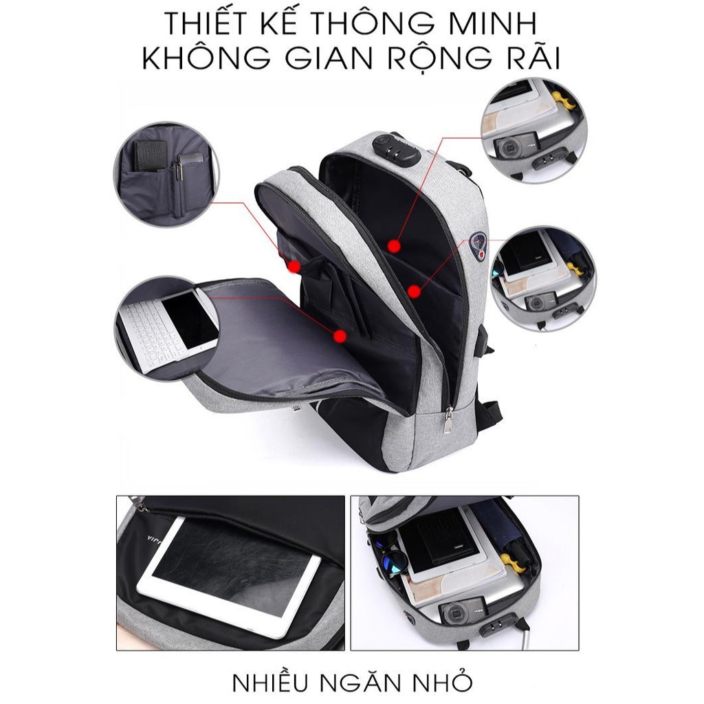 Balo Đựng Laptop cho Nam Nữ, Balo Chống Trộm Cao Cấp Có Phản Quang