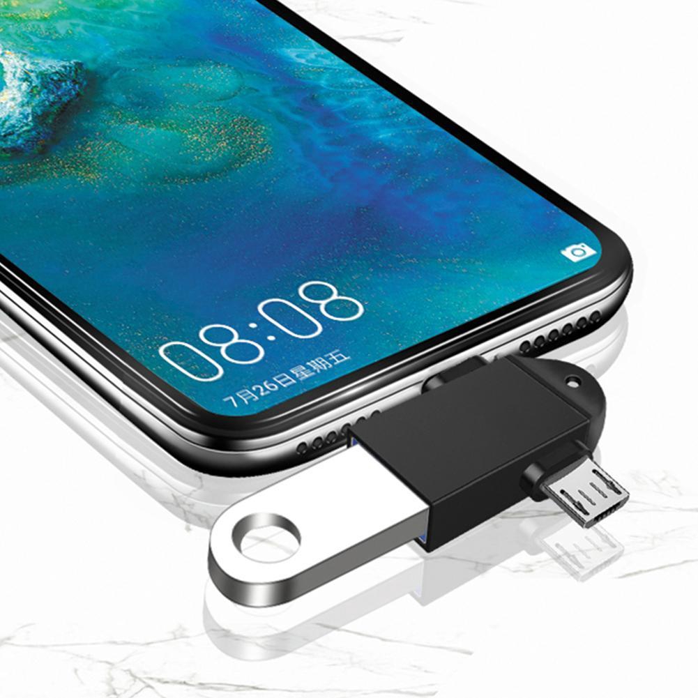 2 in 1 OTG Converter USB 3.0 Female to Micro USB & Type C Adapter Male 3 Way For Android V6H3