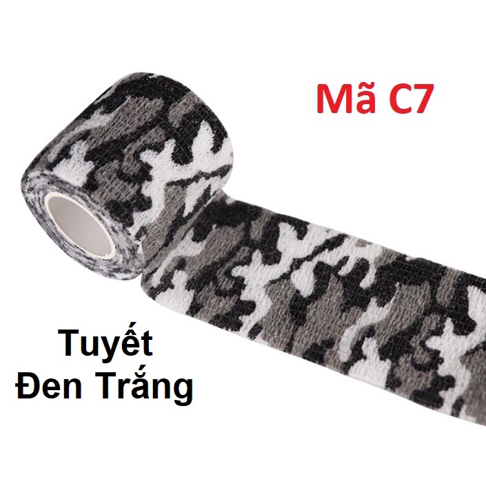 Băng Keo Nguy. Trang  Vải tự dính Bọc dụng Cụ Ngoài Trời - Màu Tuyết Đen Trắng