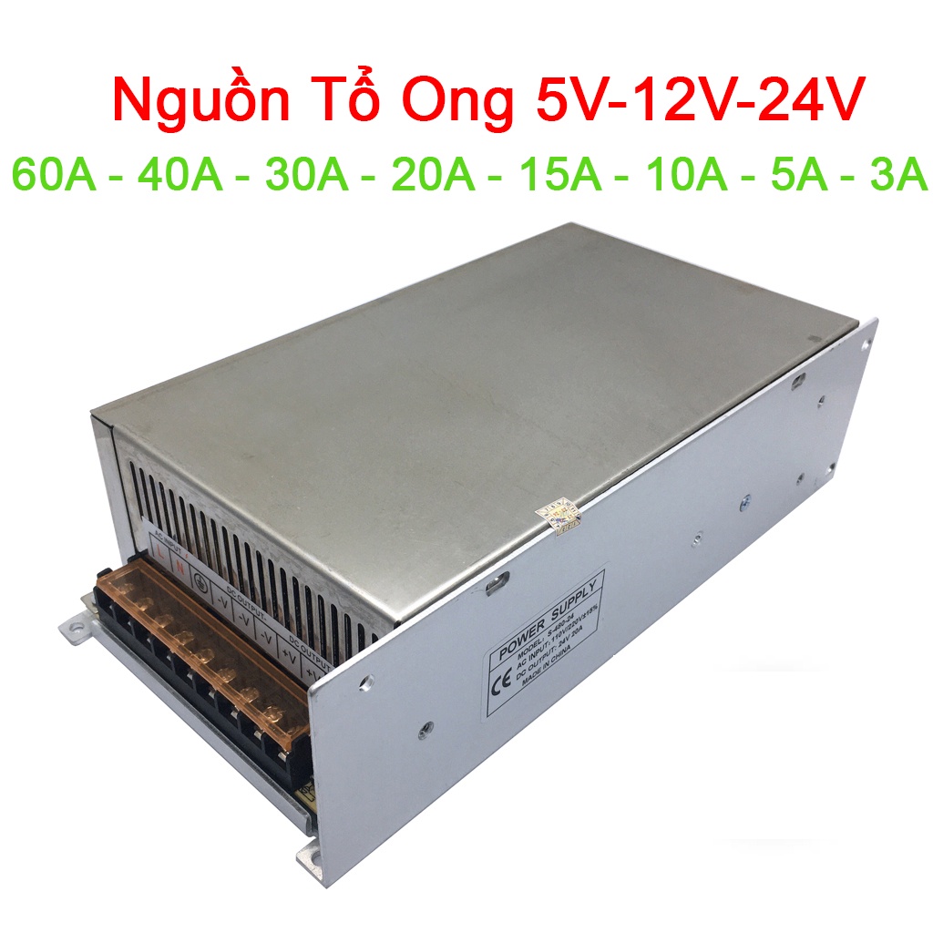 Nguồn tổng ong, Nguồn 5V/12V/24V - 60A/40A/30A/20A/15A/10A/5A/3A nguồn dùng cho các thiết bị Camera, Led, Motor Mini...