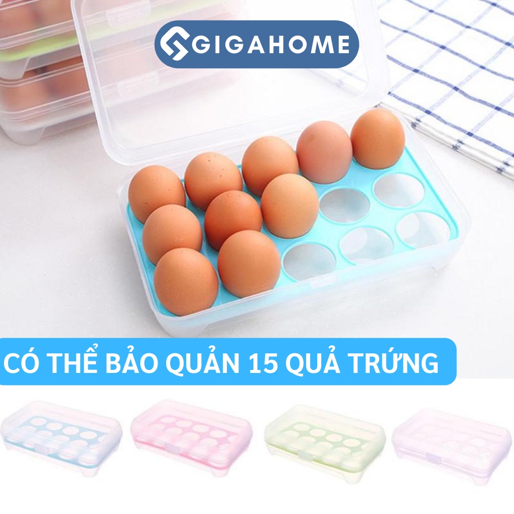 Hộp Đựng Trứng 15 Quả GIGAHOME Có Nắp Đậy Kín,  Đế Chống Trượt 1030