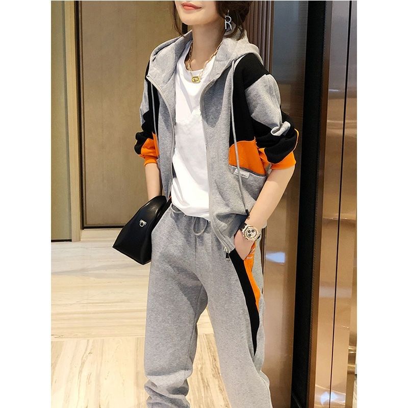 Sweaters, casual pants, sports suit, women's Korean version, fashion, two-piece set of spring and autumn European station spring wear 2022 new women's wear