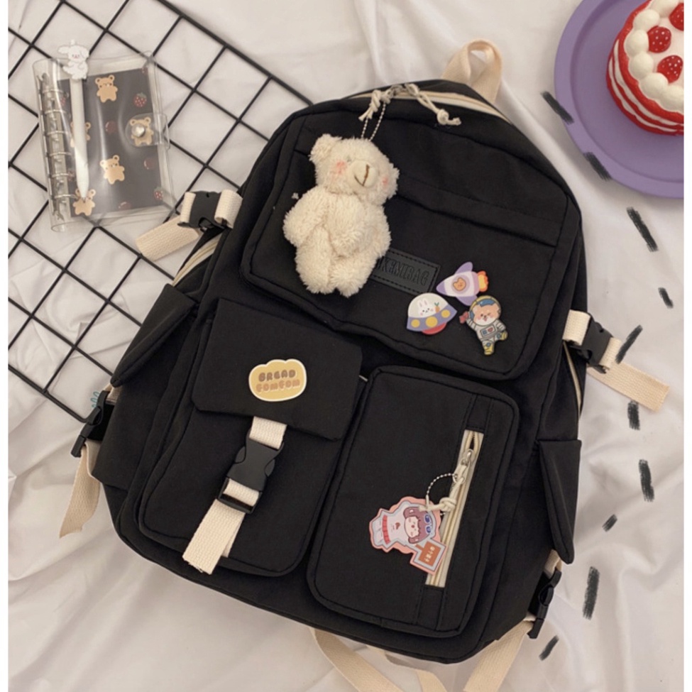 Balo cặp ulzzang basic nữ thời trang đi học đi chơi du lịch giá rẻ đựng vừa laptop canvas KÉO VIỀN | steven