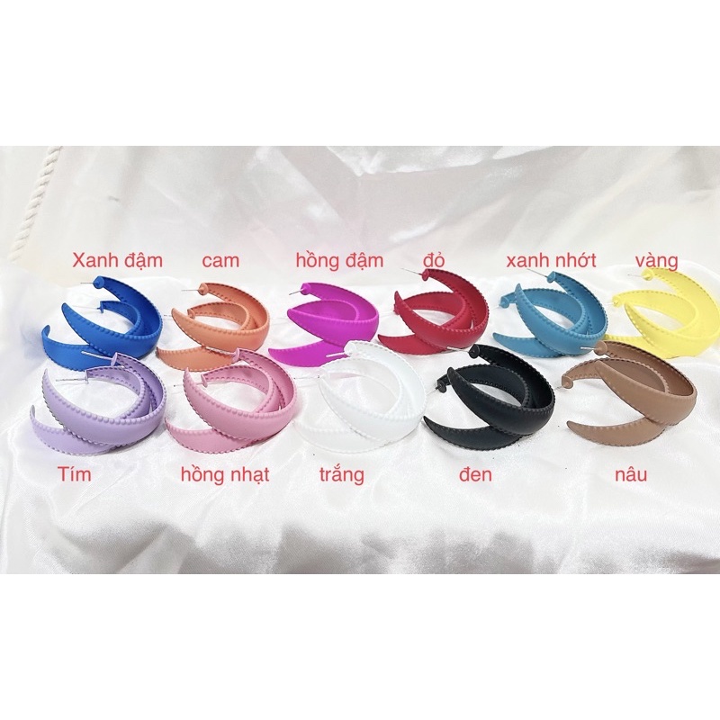 bông tai khoen tròn bảng siêu dày 4cm , khuyên tai màu sắc cá tính phong cách hàn quốc chui bạc s925