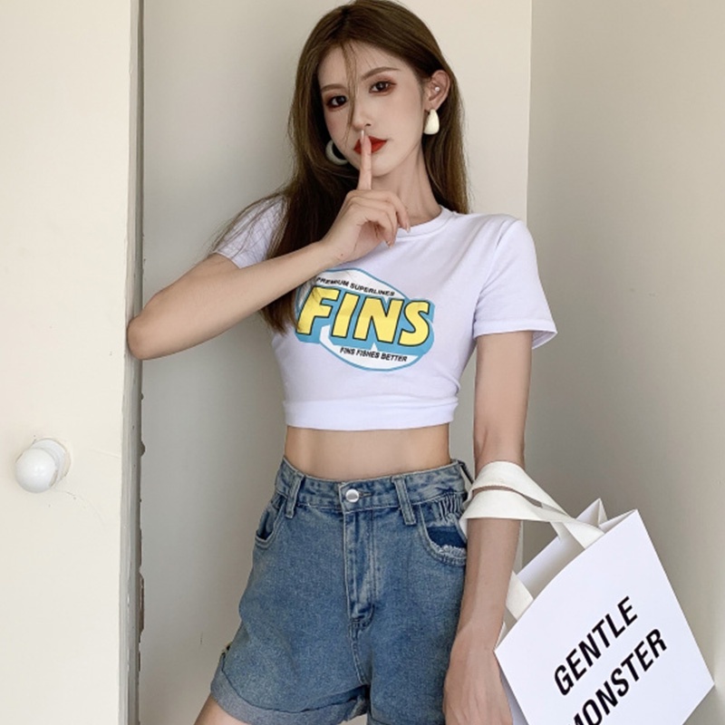 Áo Thun Croptop Ngắn Tay Dáng Ôm Phong Cách Mùa Hè Kiểu Hàn Xinh Xắn Cho Nữ