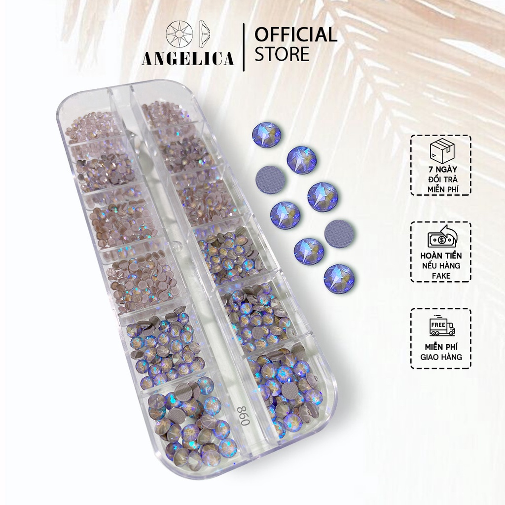 Đá Nail Chân Lưới 16 Khía Padparadscha Ab Đính Trang Trí Móng ANGELICA 860