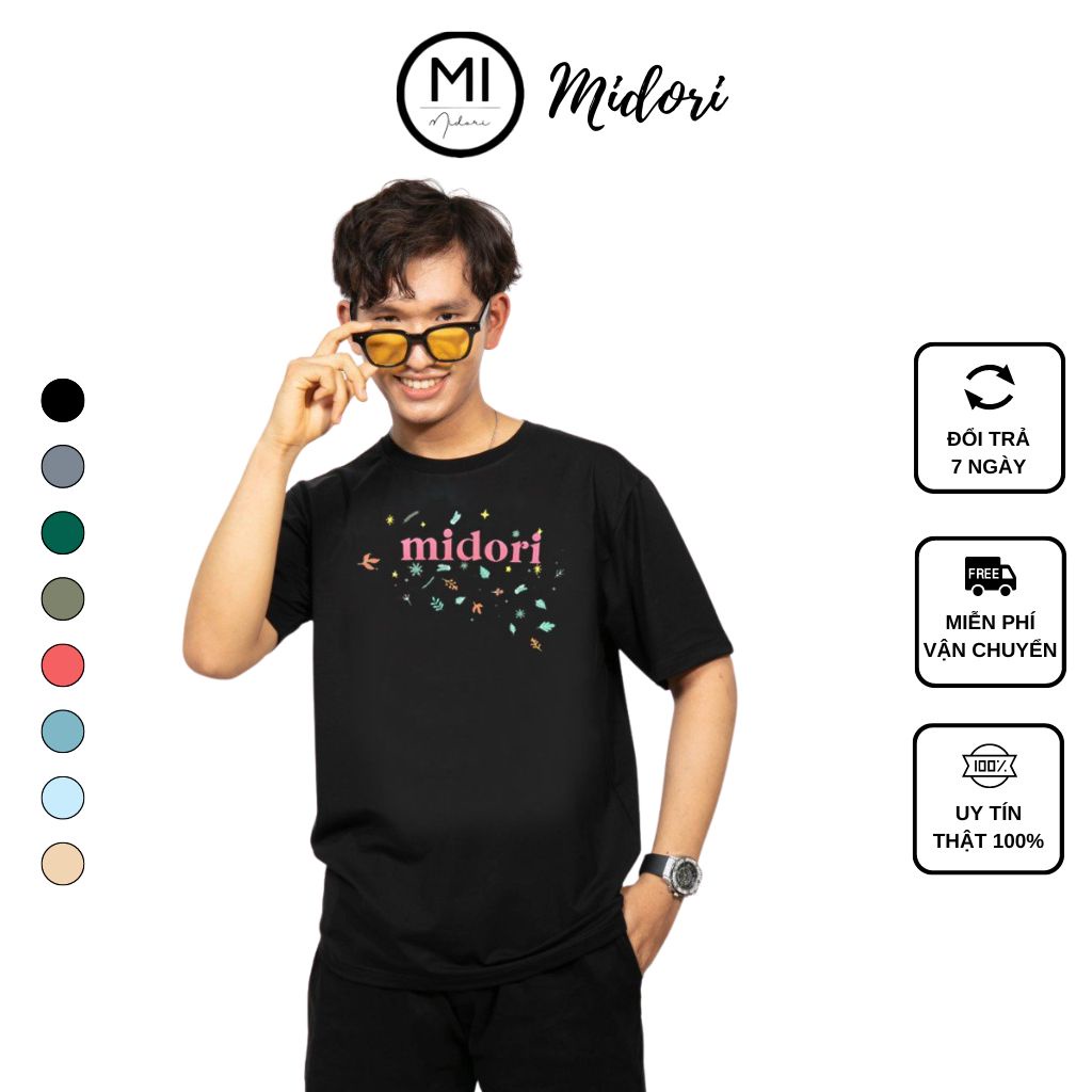 Áo thun form rộng tay lỡ Unisex Phông nam nữ In Thêu Cao Cấp Midori Local Brand Mi Midori