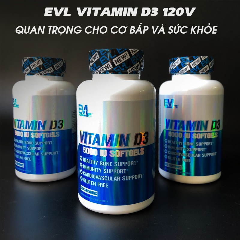 EVL Vitamin D3 5000 IU hỗ trợ nâng cao sức đề kháng (120 Lần dùng)