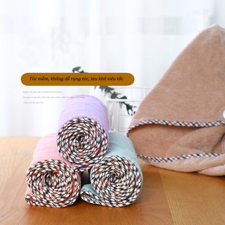 Khăn ủ tóc, khăn quấn tóc sợi microfiber siêu thấm,lau khô siêu tốc(giao màu ngẫu nhiên)