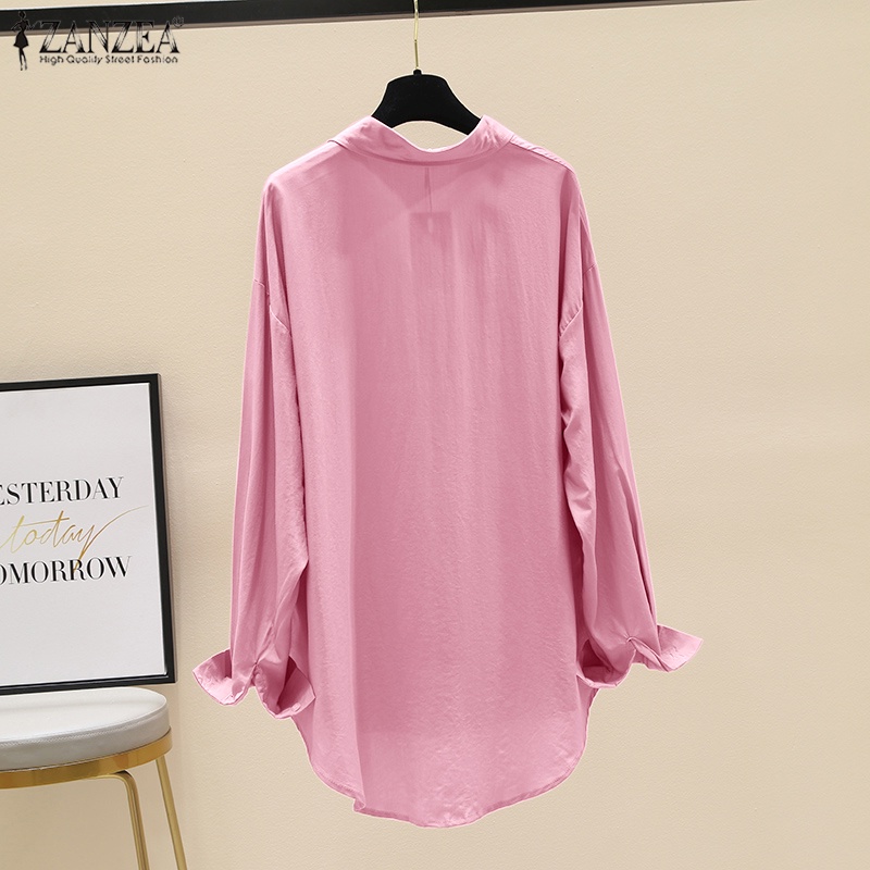 Áo sơ mi ZANZEA dài tay form rộng xẻ tà phong cách đường phố thời trang