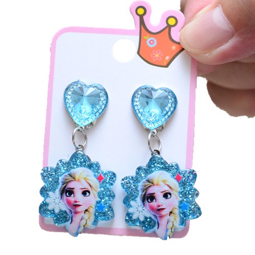 Khuyên Tai Họa Tiết Hoạt Hình Công Chúa Elsa Dễ Thương Cho Bé Gái