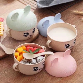 Bát ăn dặm lúa mạch cho bé có nắp đậy kèm thìa