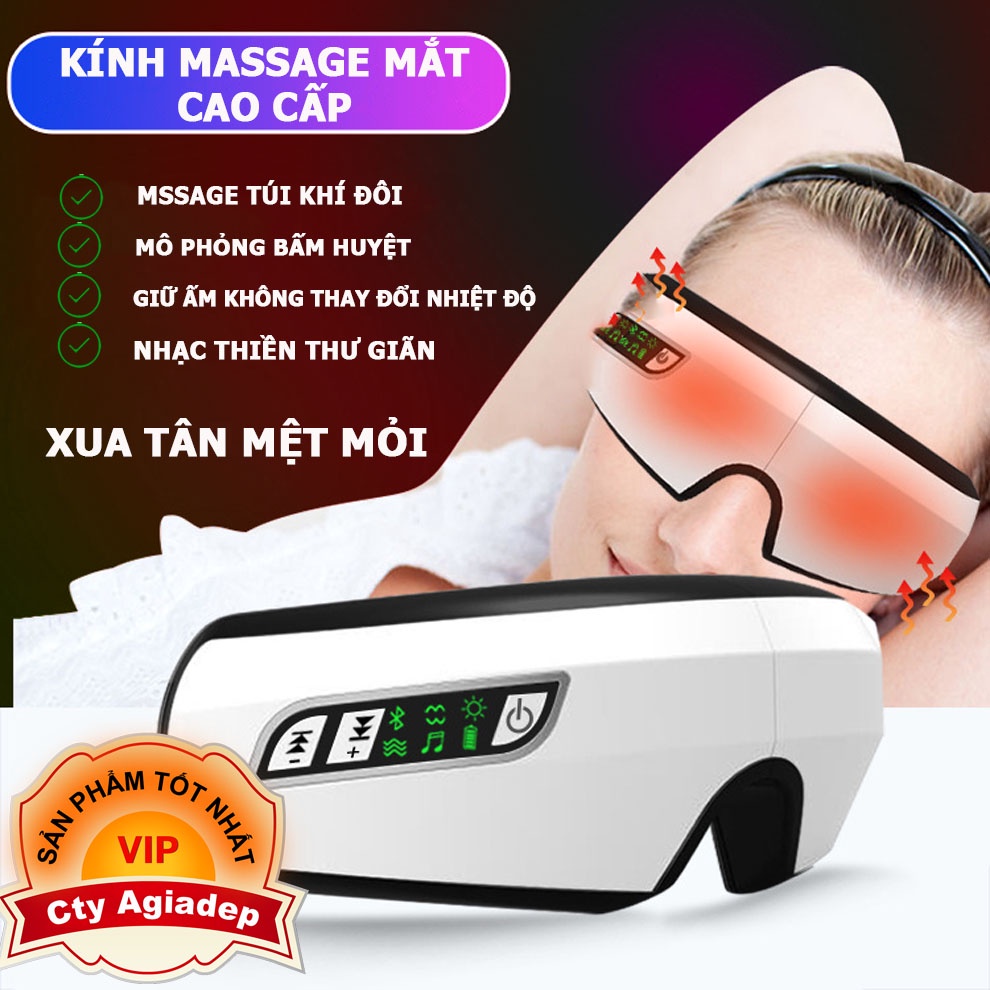 Máy Massage Mắt Cao Cấp thông minh Bluetooth GormaniVN Chườm nóng, thư giãn, phục hồi, giảm căng thẳng cho mọị lứa tuổi