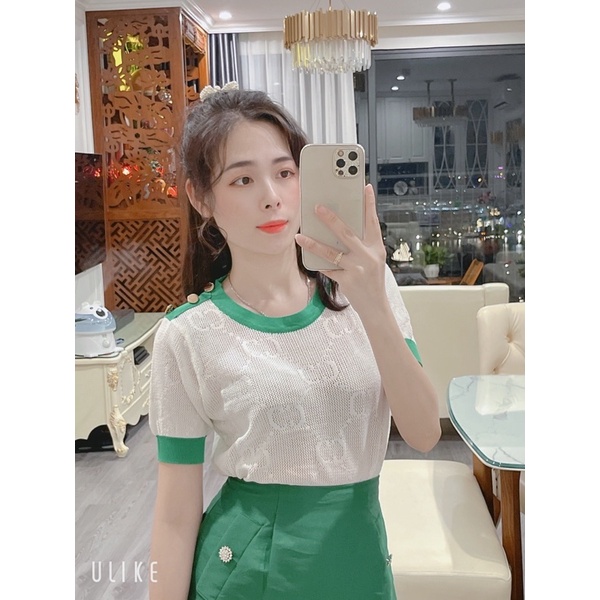 ÁO LEN CÚC VAI HOẠ TIẾT DỆT CHÌM