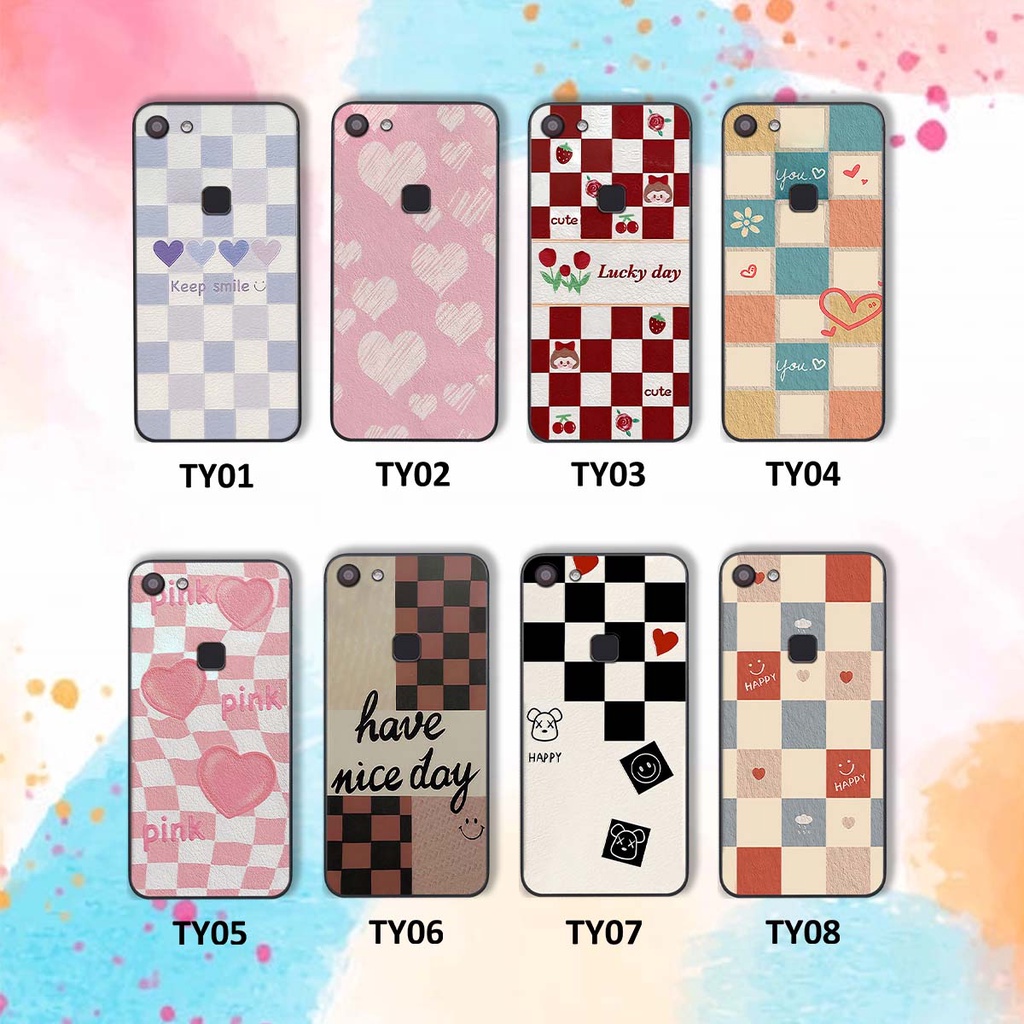 Ốp Vivo V7 / V7 Plus / V7+ caro trái tim cá tính, thời trang siêu đẹp, siêu phong cách