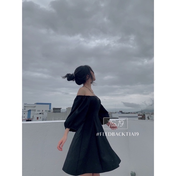 Váy cổ vuông tay bồng Tia19. Đầm trễ vai dáng xoè ulzzang ( Ảnh thật) | BigBuy360 - bigbuy360.vn