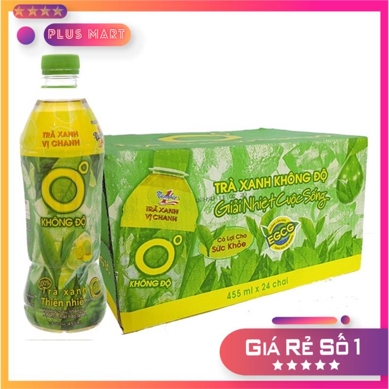 Thùng 24chai Trà Xanh Không Độ 455ml Plus Mart