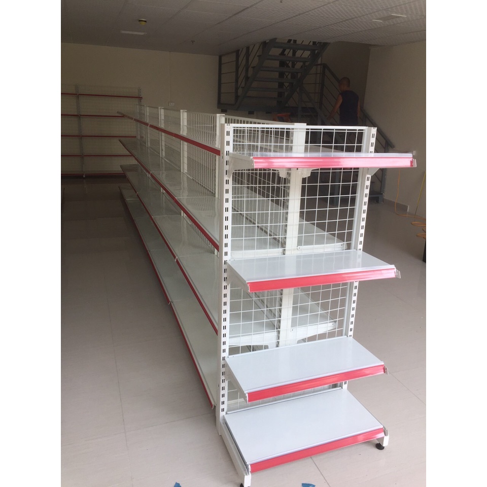 Kệ Siêu Thị Đơn 1 mặt Dài 90 Rộng 40 x Cao 150 x 4 tầng