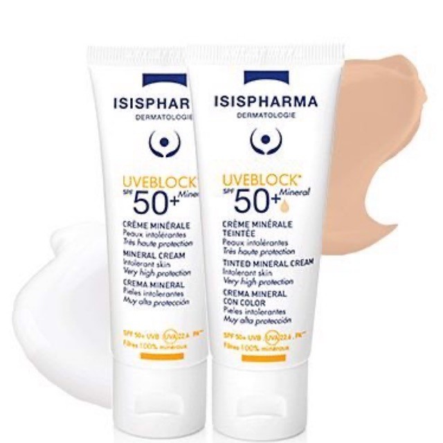 Kem chống nắng nâng tone da nhạy cảm Isis Pharma Uveblock SPF50+ Mineral Tinted Cream 40ml [ Có Màu ]