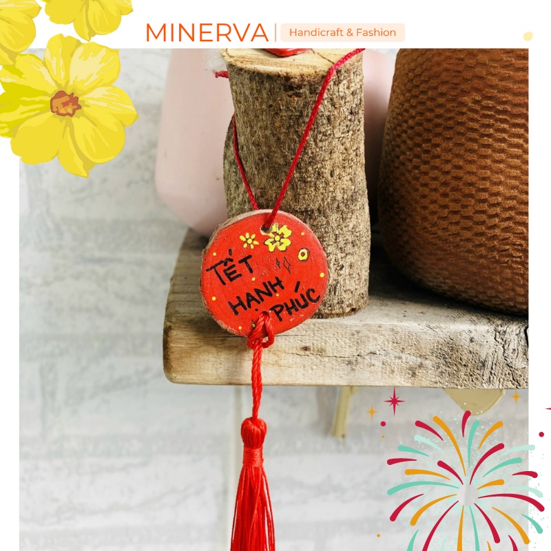 Dây treo tết treo cây mai bằng gỗ trang trí nhà cửa trang trí tết năm mới