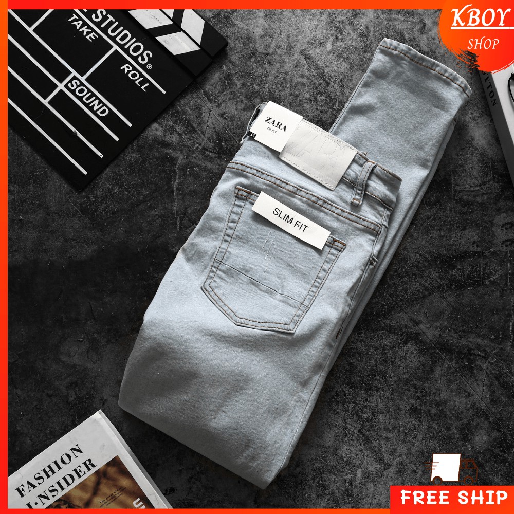 Quần jean nam trơn KBOY SHOP quần bò  form trẻ trung ,chất bò cao cấp vải mềm mịn hợp dáng với 3 màu bassic - QJ29