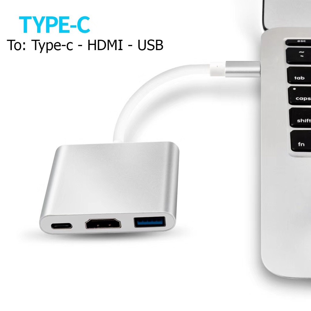 Usb Type-C To USB-C 4K HDMI USB 3.0 3 trong 1 hỗ trợ ĐT Samsung MHL máy tính táo cáp chuyển đổi typec to HDMI