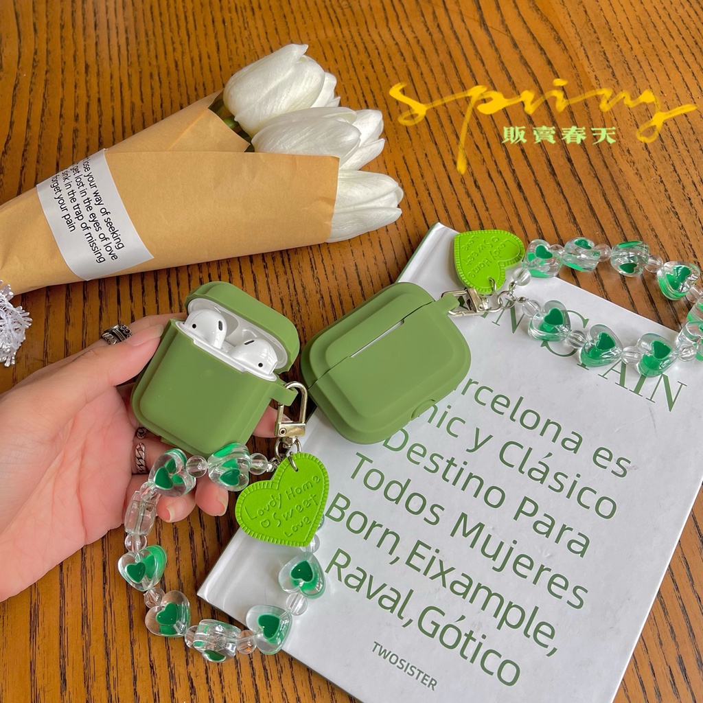 Vỏ Bảo Vệ Hộp Sạc Tai Nghe Airpods 1 / 2 / Pro Bằng Tpu Mềm Màu Kẹo Phối Dây Đeo Tay Xinh Xắn