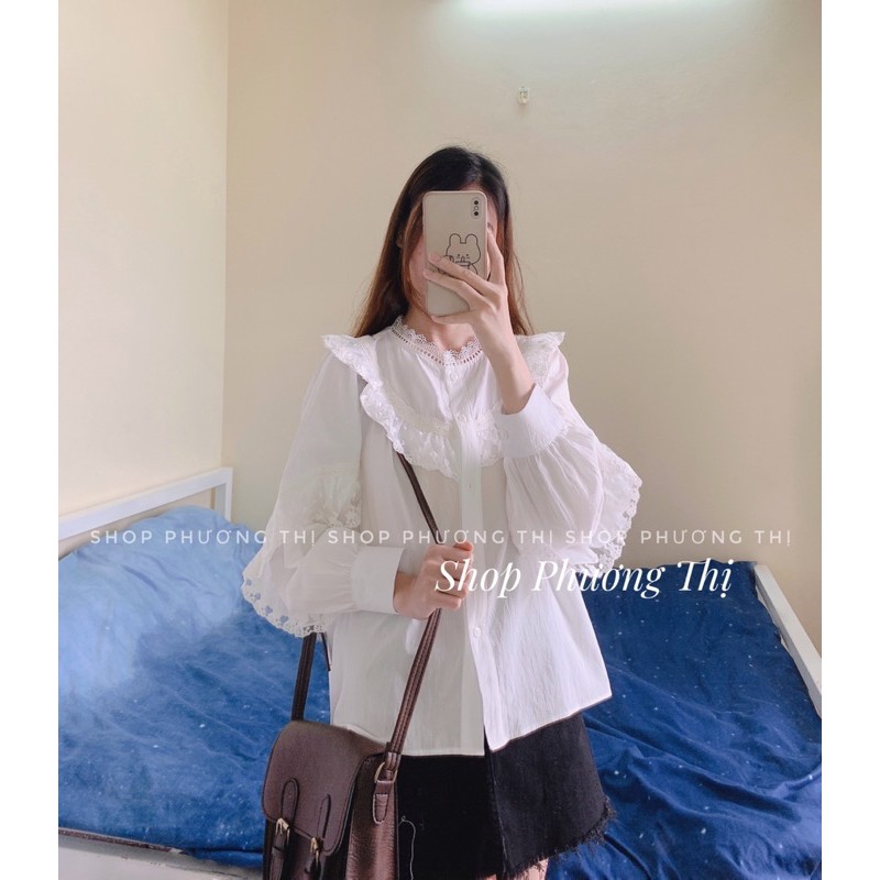 Áo babydoll cánh tiên viền ren tay áo (hình thật/video/sẵn) | BigBuy360 - bigbuy360.vn