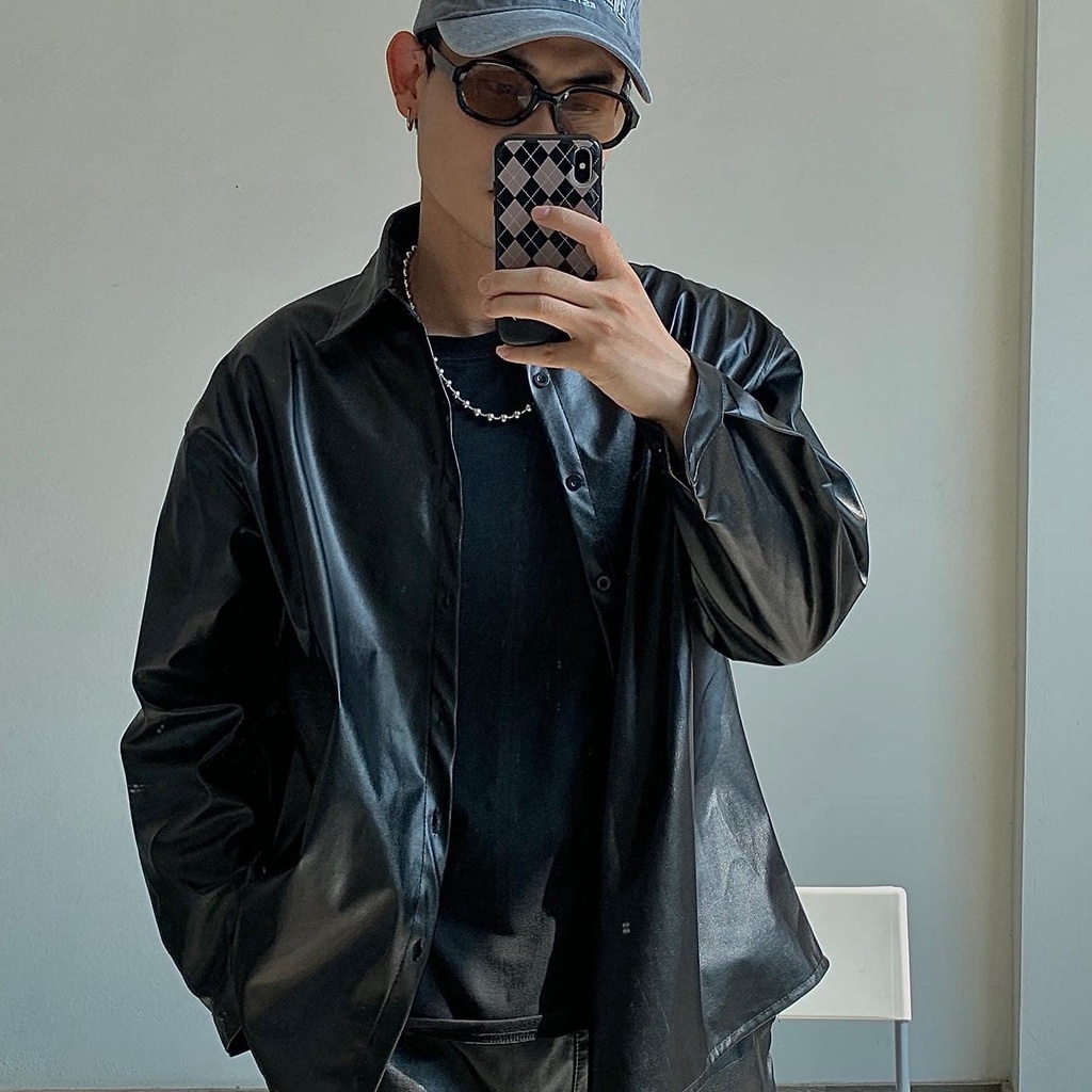 Áo sơ mi da dài tay - FAUX LEATHER SHIRT