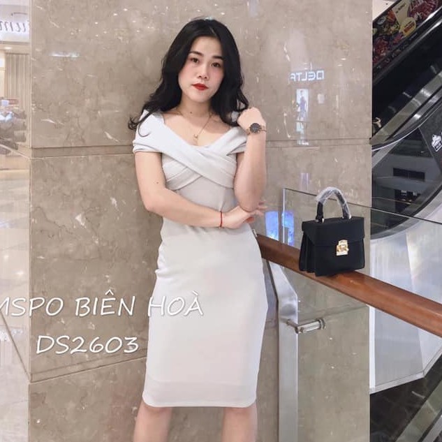 Đầm body Emspo trễ vai dây chéo ngực DS2603