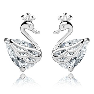 Khuyên tai thiên nga silver plate E026