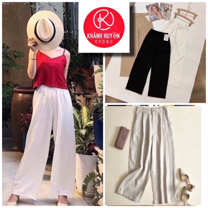 Quần đũi ống rộng dài - Quần culottes đũi dáng dài ống rộng siêu Hot dáng suông