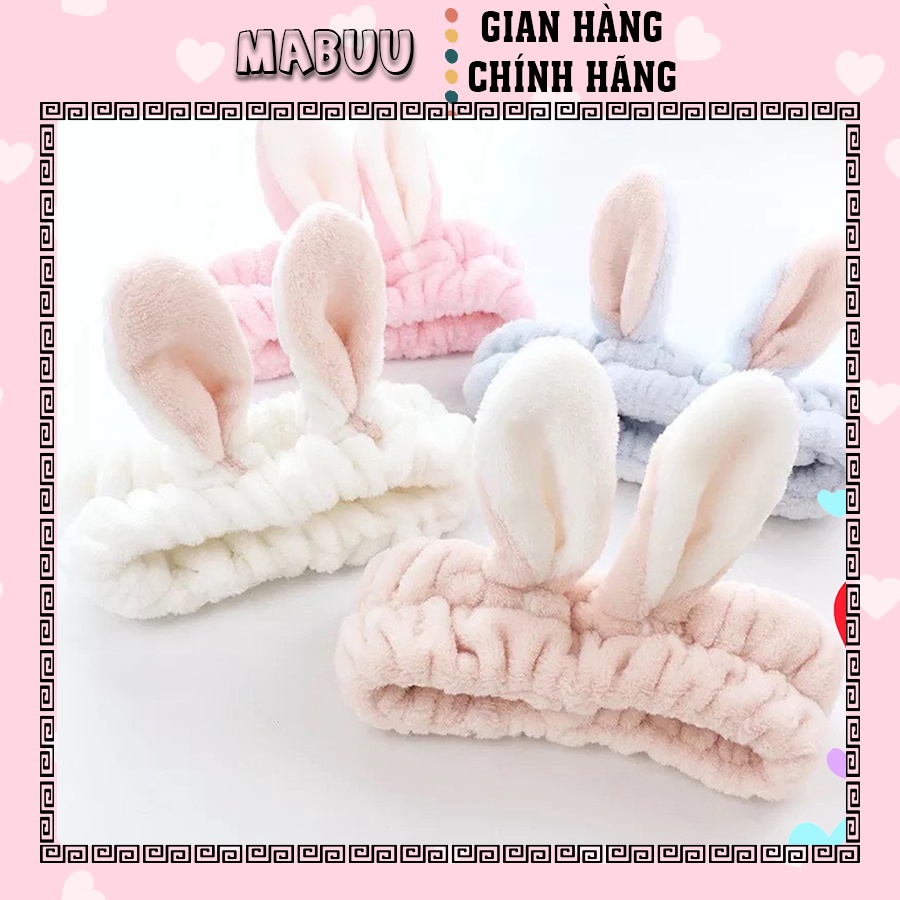 [Mã FAMARAL2 giảm 10K đơn 50K]Băng đô rửa mặt, cài tóc tai thỏ 3D cute vải nhung mềm mượt Hàn Quốc 1019