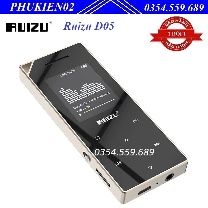 Máy Nghe Nhạc MP3 Bluetooth Ruizu D05 Bộ Nhớ Trong 8GB