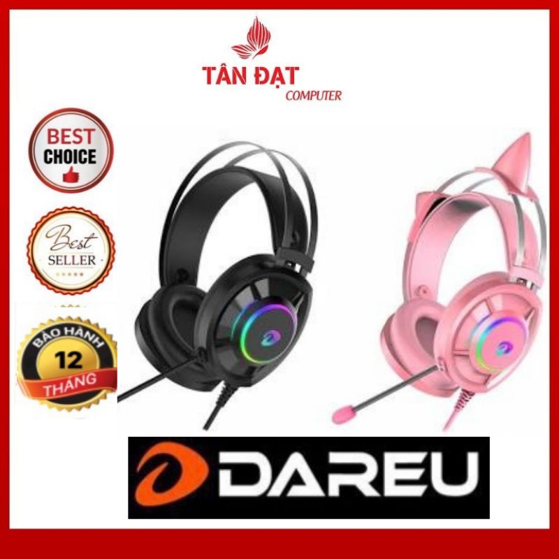 Tai nghe Dareu EH469 Black - Queen 7.1 RGB Led - Mai Hoàng phân phối chính thức - Hàng Mới Năm 2021