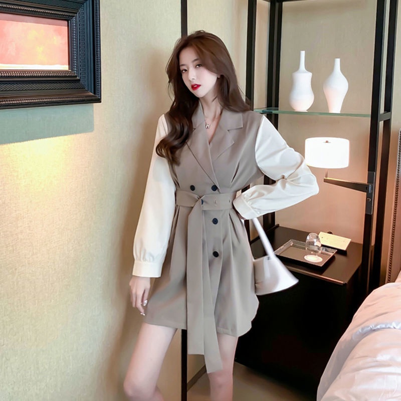 IELGY Đầm Cổ Vest Phong Cách Pháp Thời Trang Cho Nữ